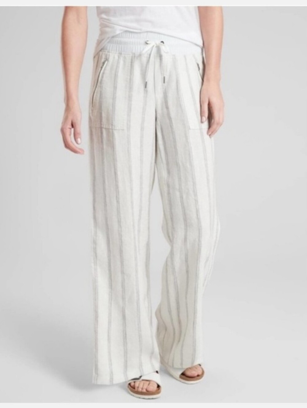 Athleta Cabo Linen Stripe Pants
